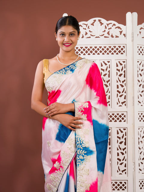By Faag Saree With Gotapatti Work 