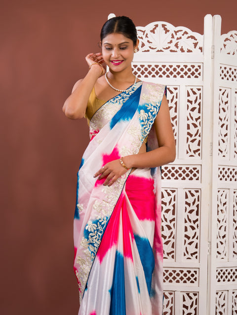 By Faag Saree With Gotapatti Work 