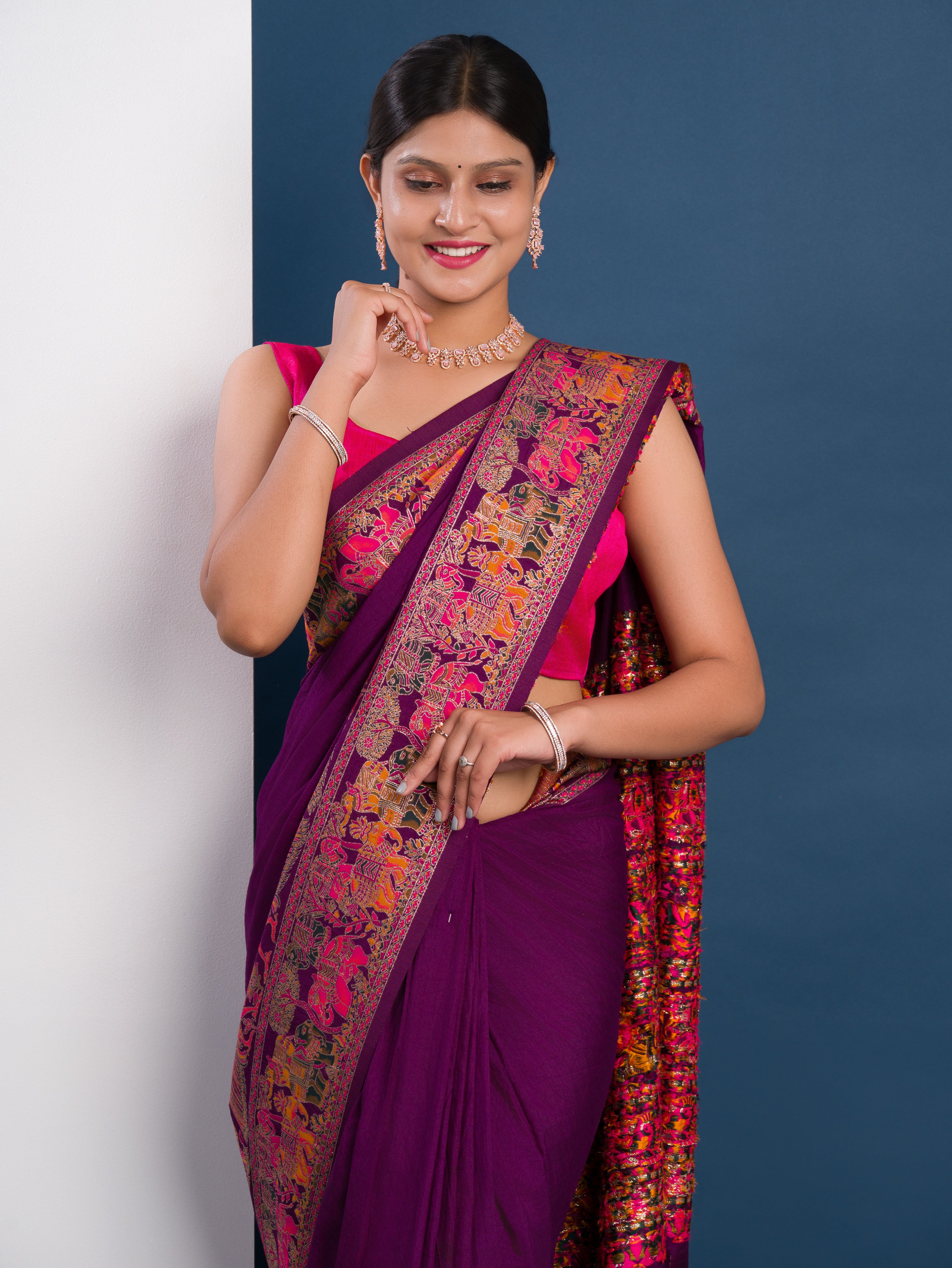 Designer Kashmiri Pashmina Silk Weaving Saree 