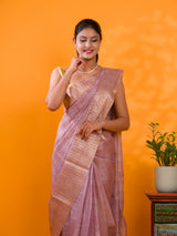  Tissue Silk Banarasi style With Zari border Work Saree 