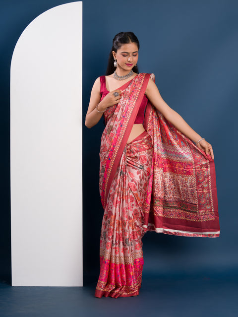  Pashmina Soft Silk Pashmina Style With Digital Print Work Saree under 2000