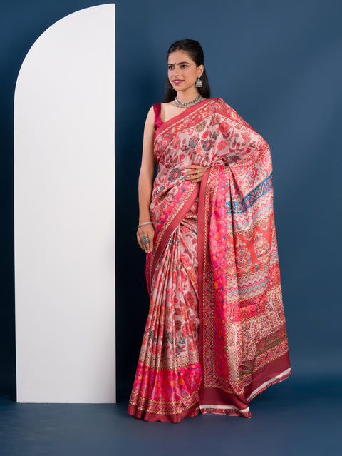  Pashmina Soft Silk Pashmina Style With Digital Print Work Saree under 2000