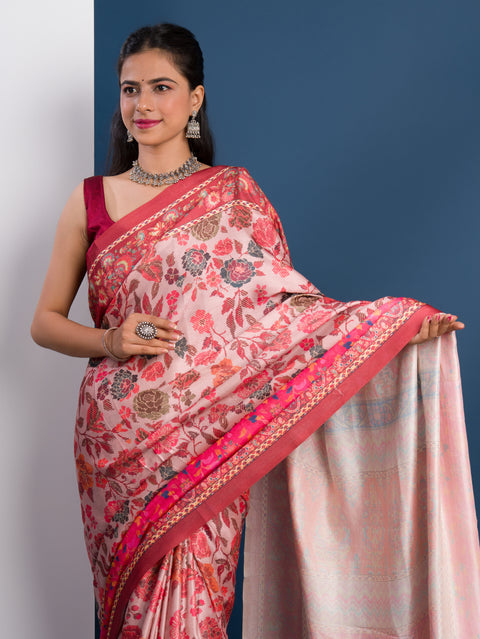  Pashmina Soft Silk Pashmina Style With Digital Print Work Saree under 2000
