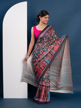  Pashmina Soft Silk Pashmina Style With Digital Print Work Saree in black colour