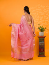 By New Tissue Silk Banarasi style With Zari border Work Saree