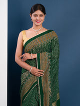 Modal Gaji Silk Bandhani Style Saree in green colour
