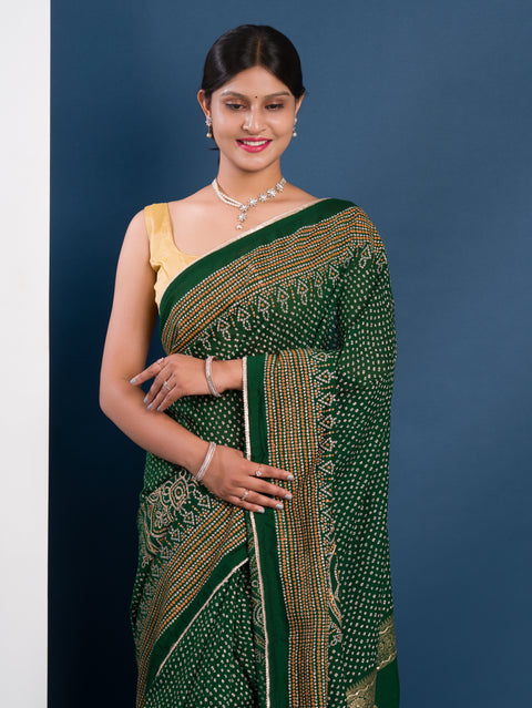 KcPc New Modal Gaji Silk Bandhani Style With Traditional Saree SWA