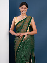 Modal Gaji Silk Bandhani Style Saree in green colour