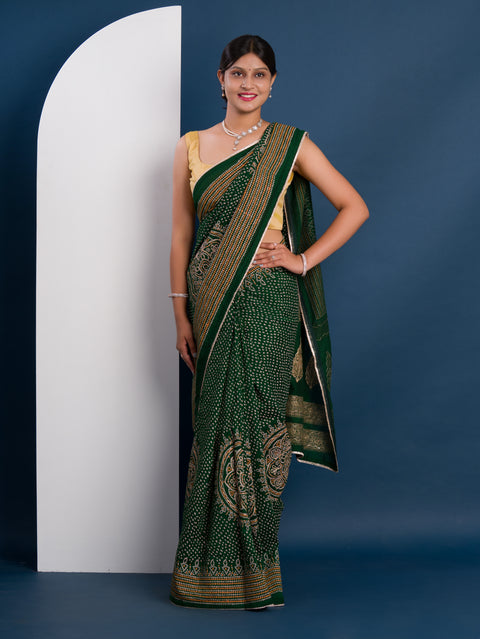 KcPc New Modal Gaji Silk Bandhani Style With Traditional Saree SWA
