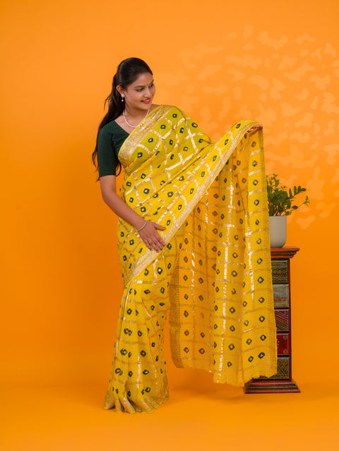 KcPc New Casual Wear Bandhani  Saree With Zari Lines CHAND