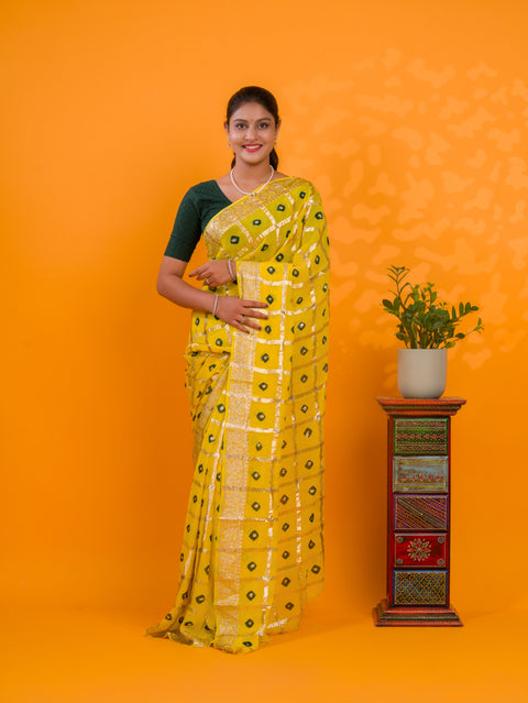 KcPc New Casual Wear Bandhani  Saree With Zari Lines CHAND