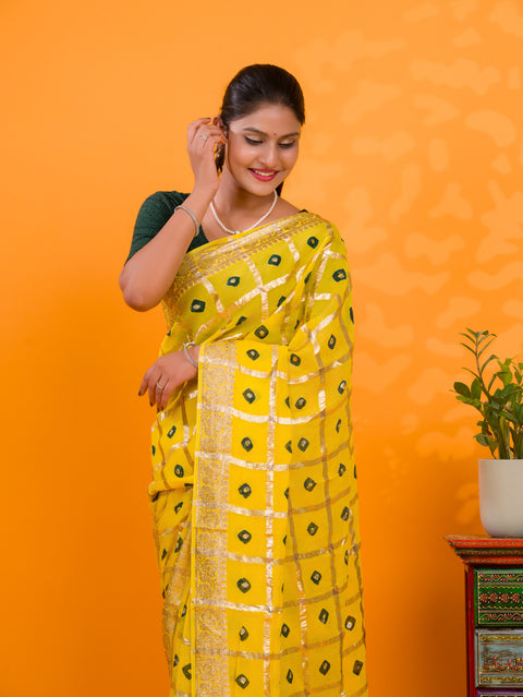 KcPc New Casual Wear Bandhani  Saree With Zari Lines CHAND