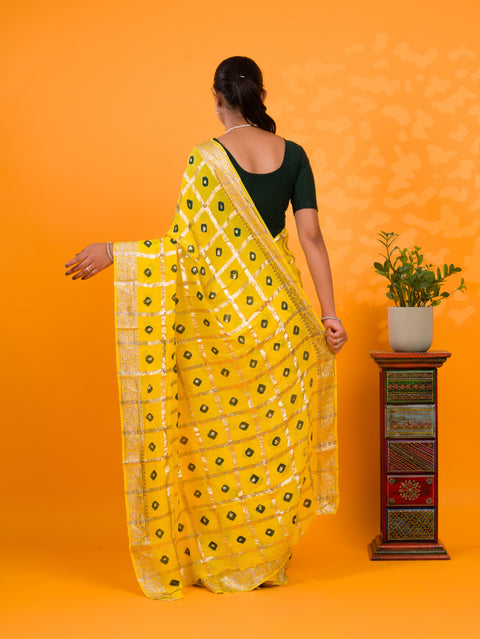 KcPc New Casual Wear Bandhani  Saree With Zari Lines CHAND