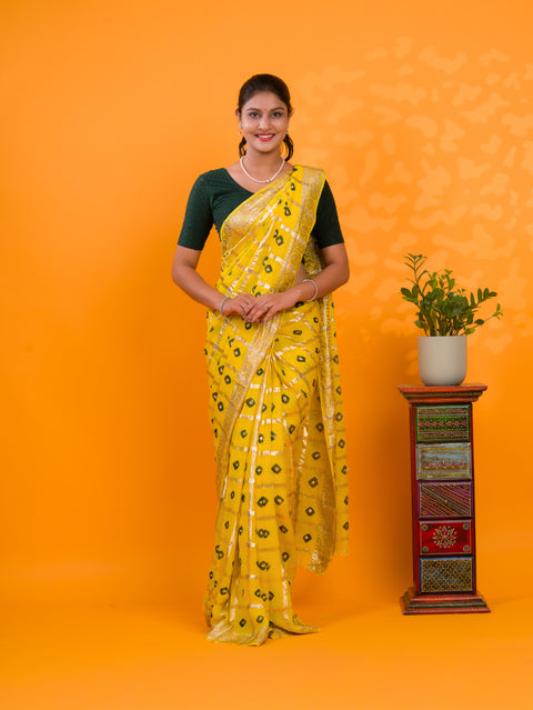 KcPc New Casual Wear Bandhani  Saree With Zari Lines CHAND