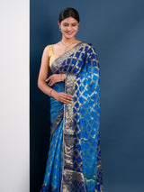 Gharchola Banarasi Silk With Heavy Zari Work Saree in blue colour