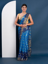 Gharchola Banarasi Silk With Heavy Zari Work Saree in blue colour