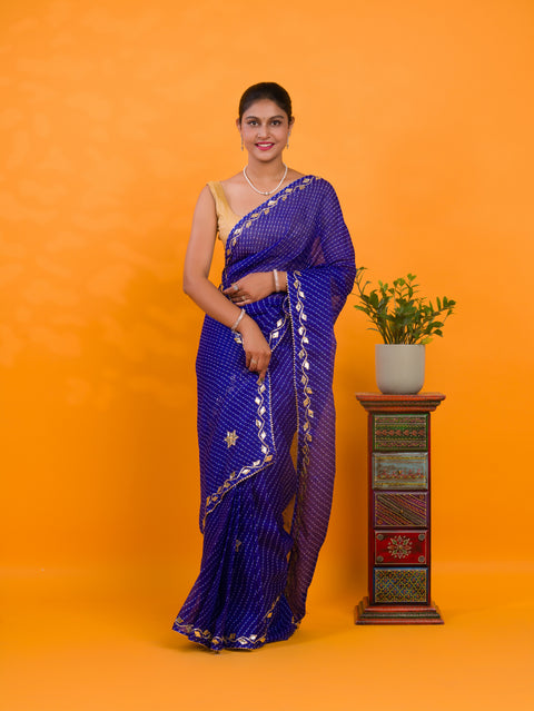 KcPc New Latest Kota doriya Leheriya Style With Gotapatti Work Saree MHS