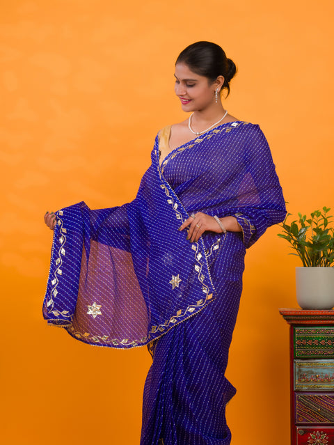 KcPc New Latest Kota doriya Leheriya Style With Gotapatti Work Saree MHS