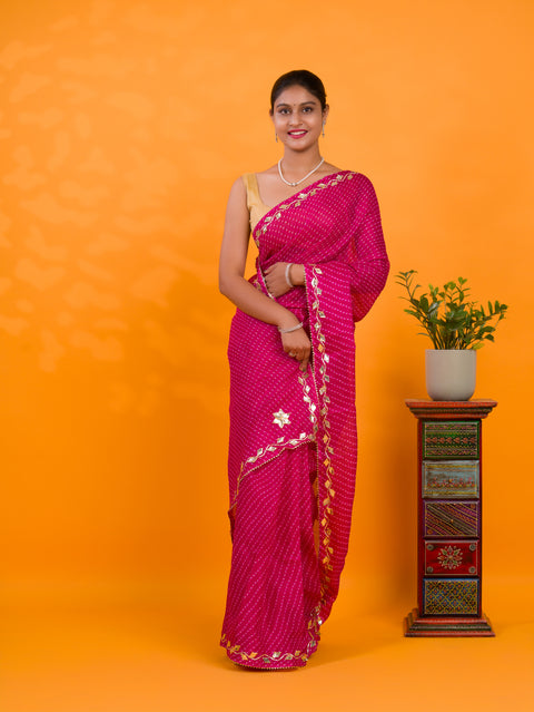 KcPc New Kota doriya Leheriya Style With Gotapatti Work Saree MHS