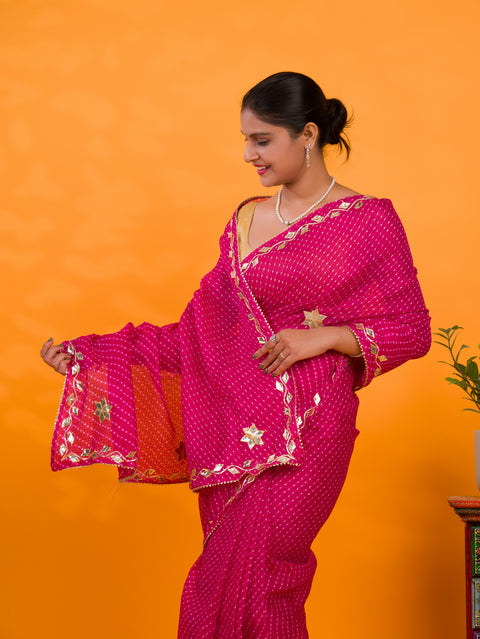 KcPc New Kota doriya Leheriya Style With Gotapatti Work Saree MHS