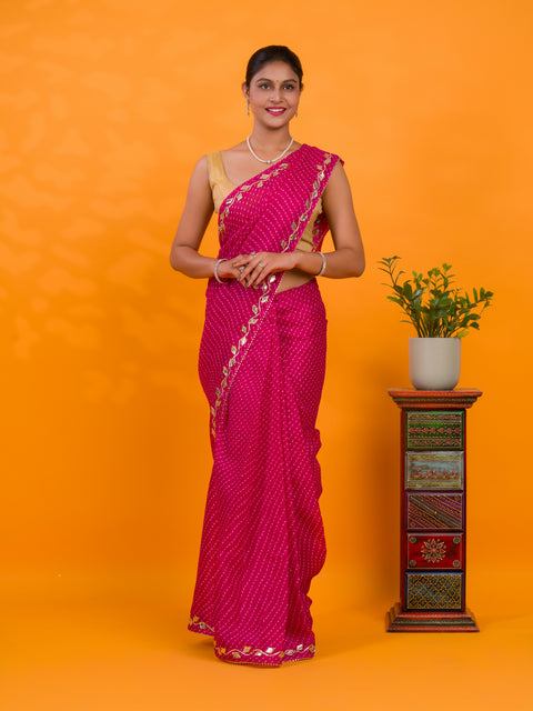 KcPc New Kota doriya Leheriya Style With Gotapatti Work Saree MHS
