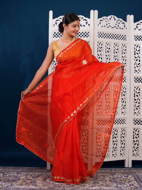 KcPc New Beautiful Kota doriya Leheriya Style With Gotapatti Work Saree MHS