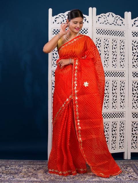 KcPc New Beautiful Kota doriya Leheriya Style With Gotapatti Work Saree MHS