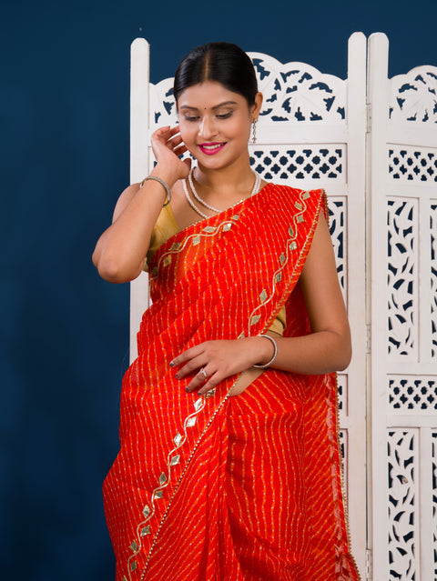 KcPc New Beautiful Kota doriya Leheriya Style With Gotapatti Work Saree MHS