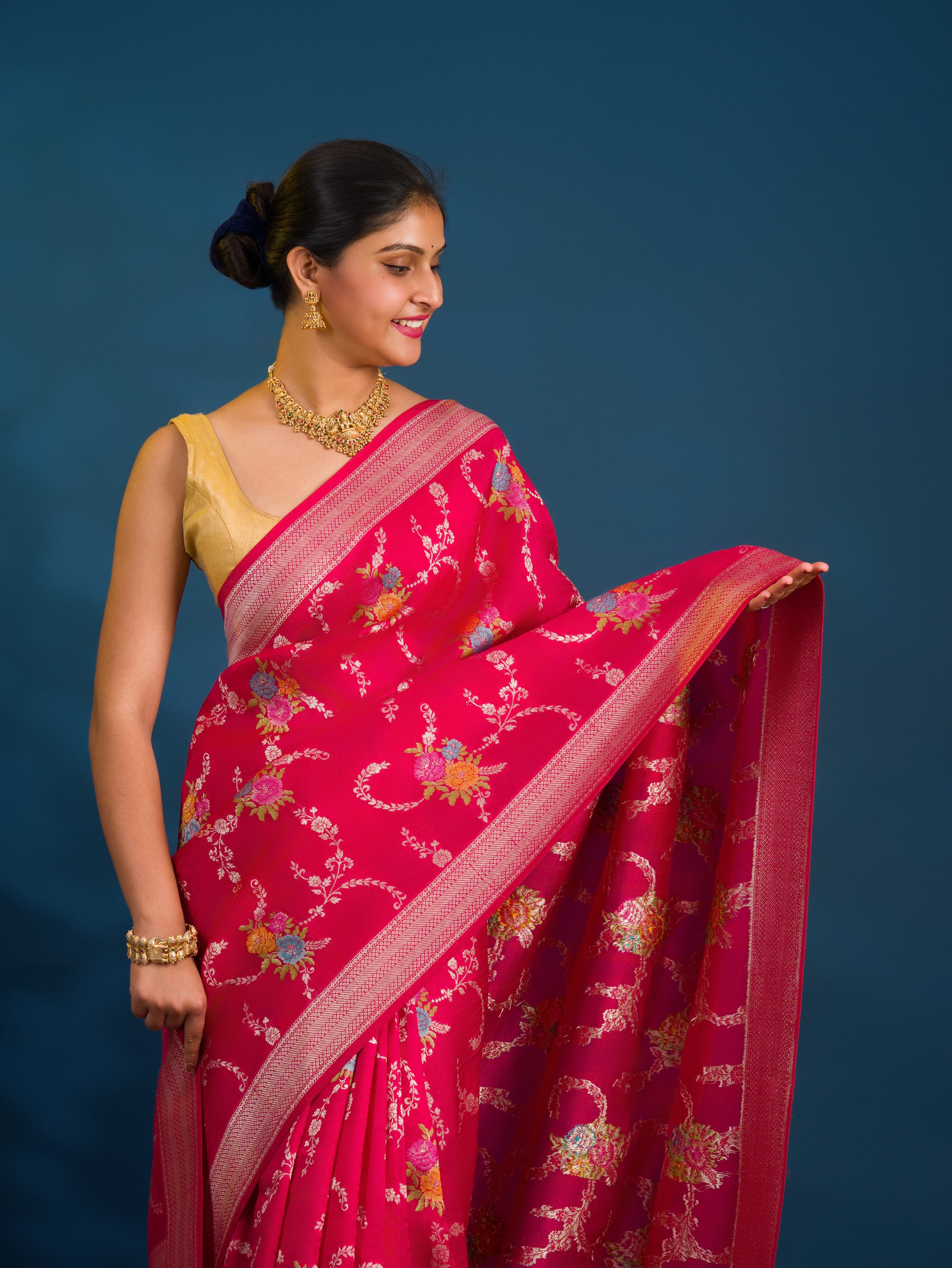 By New H.O Silk Saree with Zari Weaving and Printed