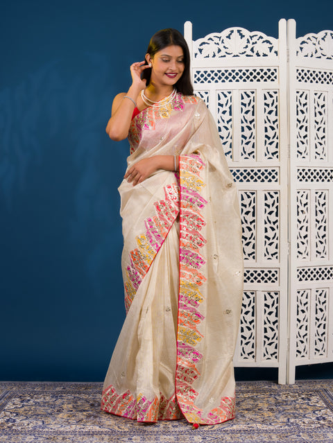 By Kota Doria  Saree With Traditional Wear