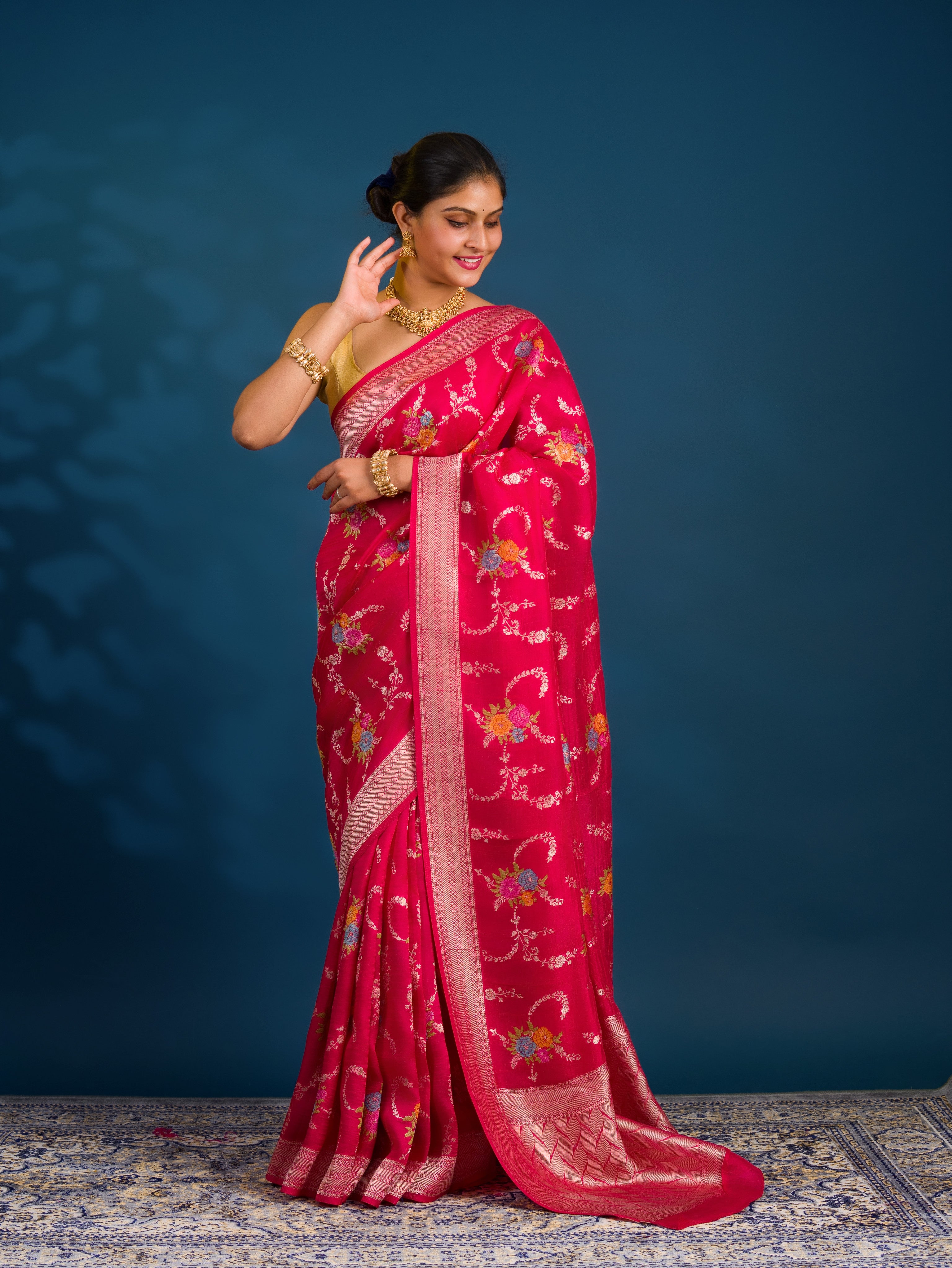 By New H.O Silk Saree with Zari Weaving and Printed