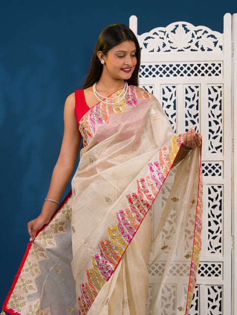 By Kota Doria  Saree With Traditional Wear