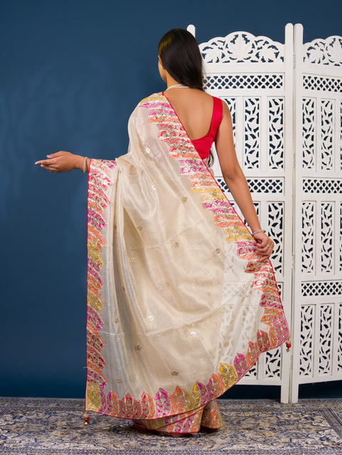 By Kota Doria  Saree With Traditional Wear