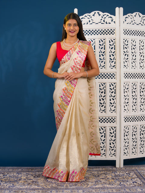 By Kota Doria  Saree With Traditional Wear
