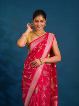 By New H.O Silk Saree with Zari Weaving and Printed