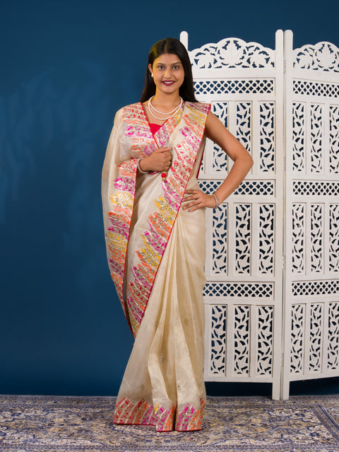 By Kota Doria  Saree With Traditional Wear