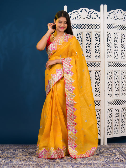 By Kota Doria  Saree With Traditional Wear