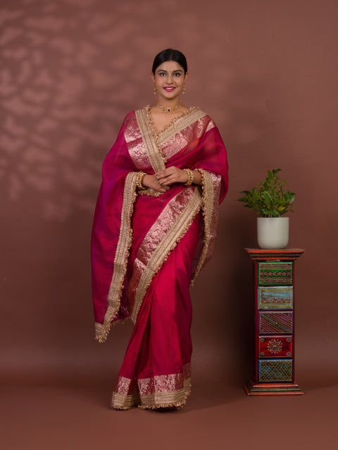 KcPc Pure Banarasi Handloom Heeramandi look katan silk Tissue Fabric sare  INA