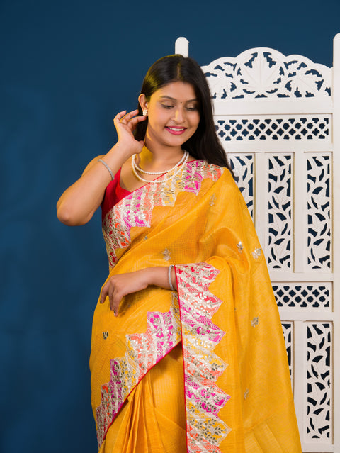 By Kota Doria  Saree With Traditional Wear