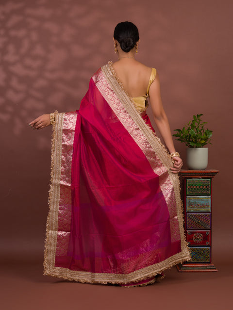 KcPc Pure Banarasi Handloom Heeramandi look katan silk Tissue Fabric sare  INA