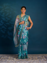 By Printed Style Saree With Zari Border Work