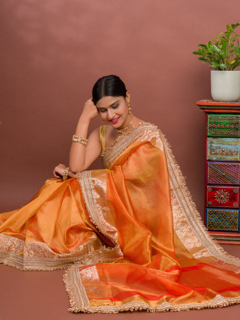 KcPc Pure Banarasi Handloom Heeramandi Look Katan Silk Tissue Fabric Disha Parmar  Inspired Saree  INA