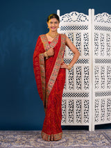 By New Bandhani Saree in Soft Georgette With Festive Wear