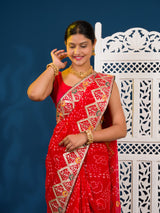 Georgette Bandhani Style Fabric with Sequin Embroidery Work Saree 