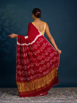 By Festive Wear Modal Silk Bandhani Saree with Random Pallu Weaving
