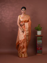  Tissue Silk Banarasi Saree in orange colour