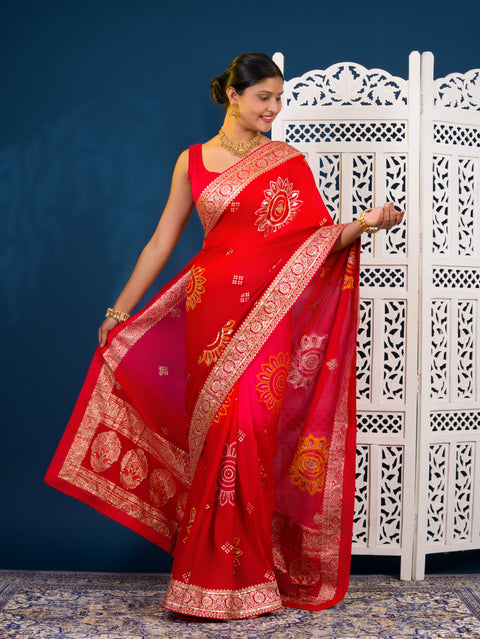 By New HO Silk Banarasi Style With Gotapatti Saree
