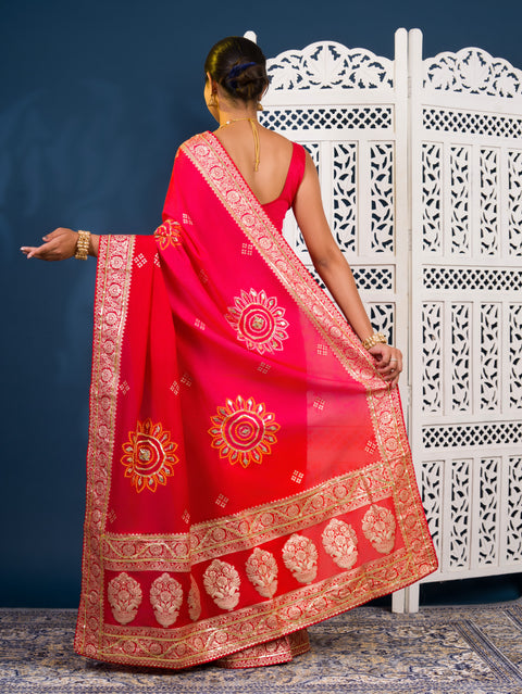 By New HO Silk Banarasi Style With Gotapatti Saree