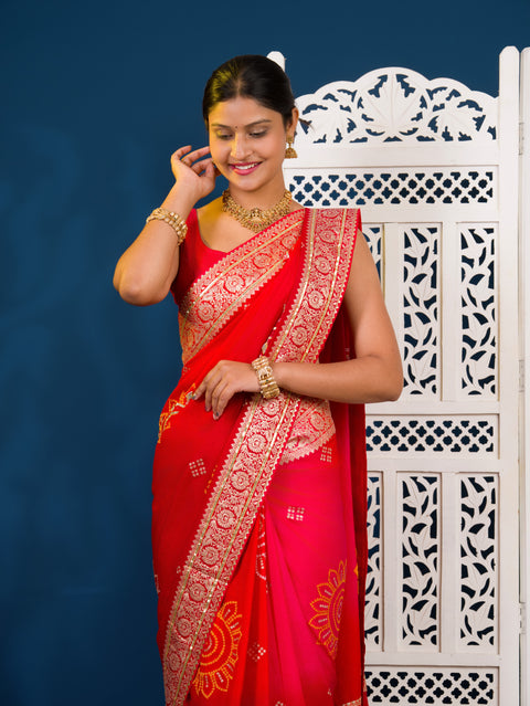 By New HO Silk Banarasi Style With Gotapatti Saree