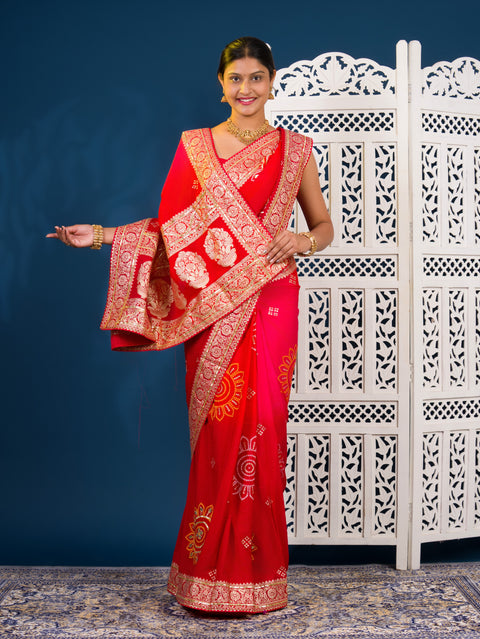 By New HO Silk Banarasi Style With Gotapatti Saree